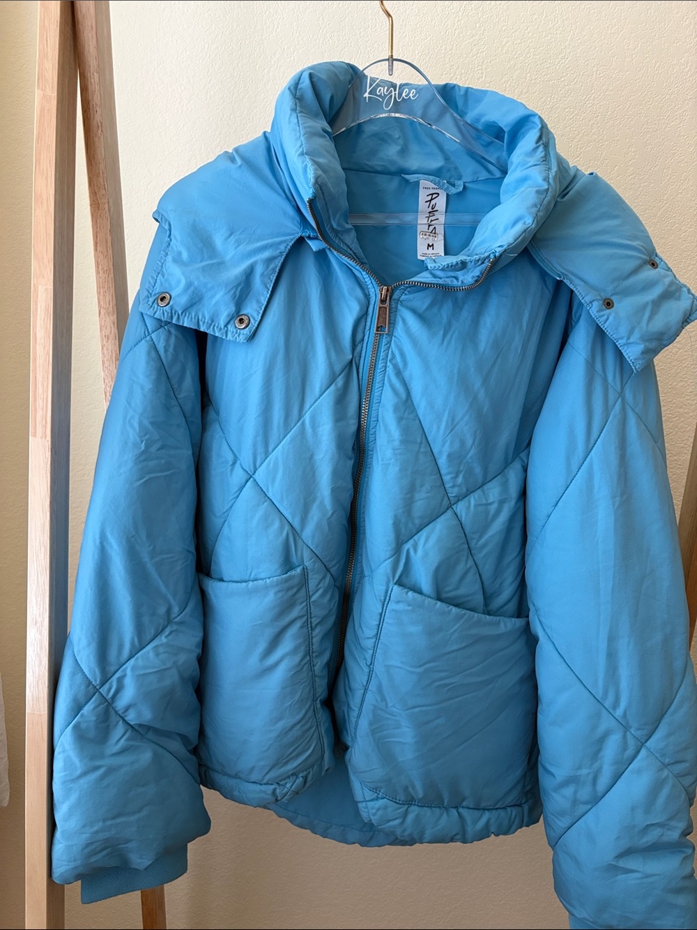 Free People Sky Blue Quilted Puffer Jacket